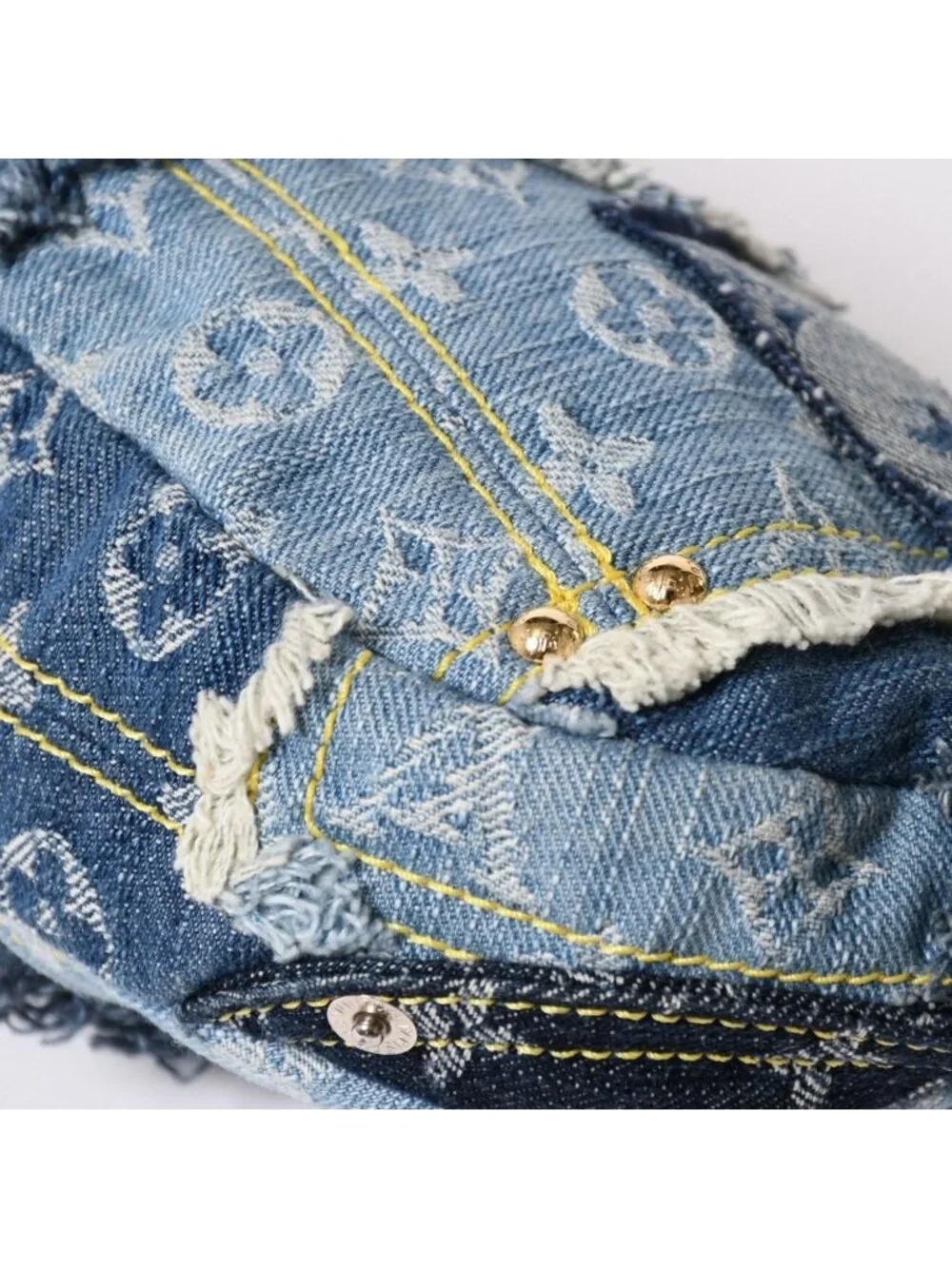 Louis Vuitton Pouch Patchwork Monogram Denim Blue
